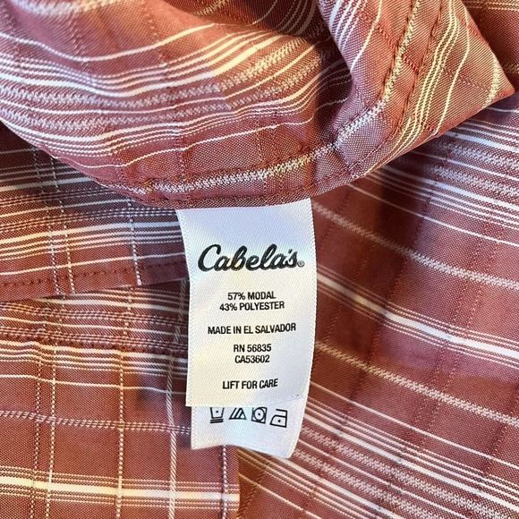 Cabela's Men Button Down Red & White Collared Plaid Shirt Size XL Short Sleeve - Picture 6 of 9